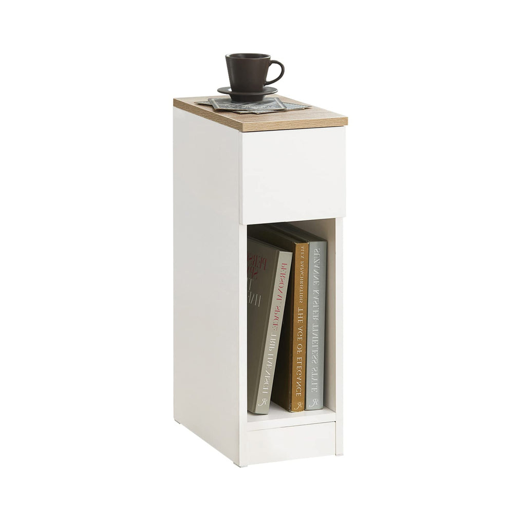 SoBuy Narrow Bedside Table 20 cm with Drawer, 20 x 35 x 60 cm Bedroom | Space Saving Night Table & Side Table for Small Spaces, Living Room and Bedroom, Black, FBT111-SCH