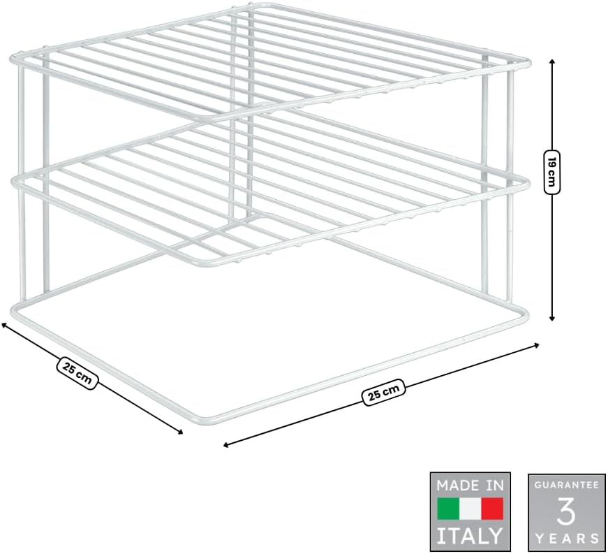 METALTEX – Corner Shelf Plate Holder – White