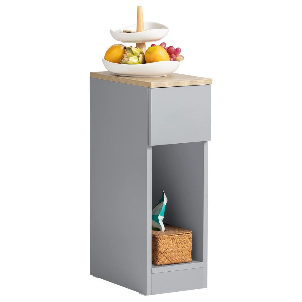 SoBuy Narrow Bedside Table 20 cm with Drawer, 20 x 35 x 60 cm Bedroom | Space Saving Night Table & Side Table for Small Spaces, Living Room and Bedroom, Black, FBT111-SCH