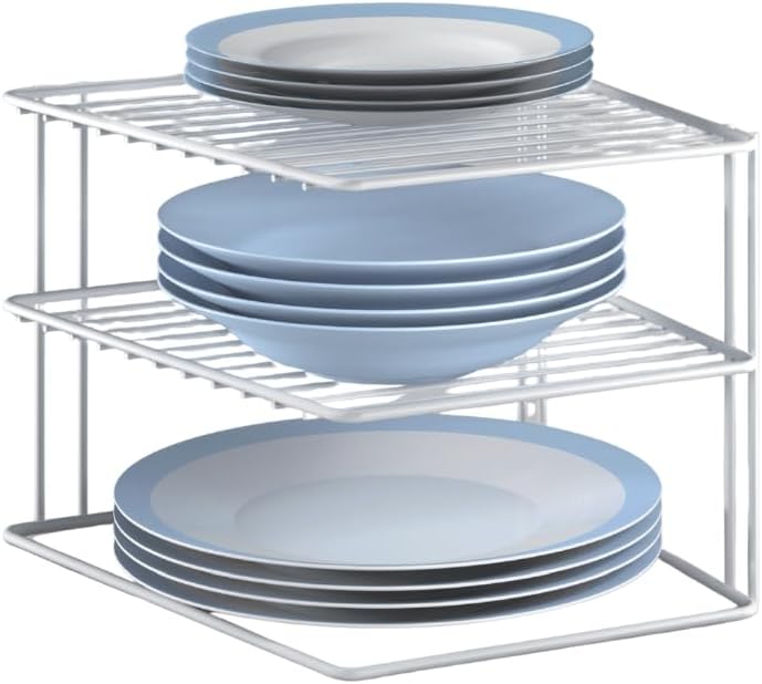 METALTEX – Corner Shelf Plate Holder – White