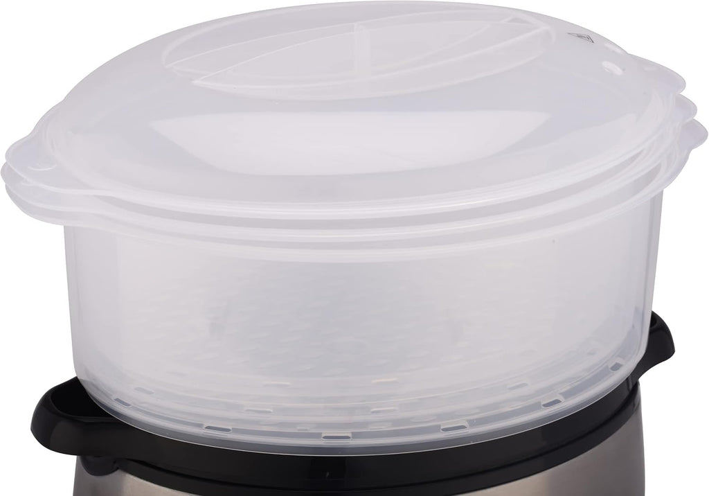 Russell Hobbs Cook@Home Steamer [Large Capacity] (800 W, 9 L, 3 Levels, 1 Rice Cooker Basket + 6 Egg Holders Included, Digital Screen, Programmable Timer, 3 Baskets Without BPA) 19270-56