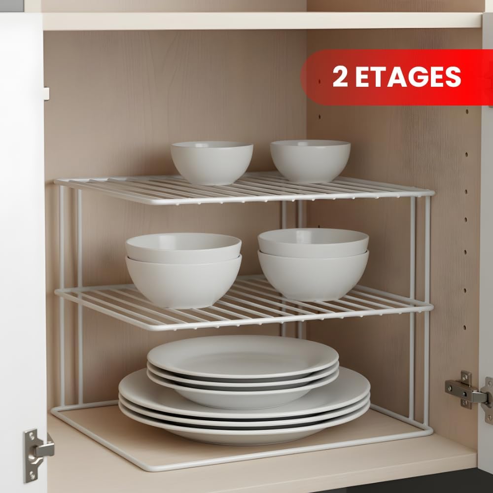 METALTEX – Corner Shelf Plate Holder – White