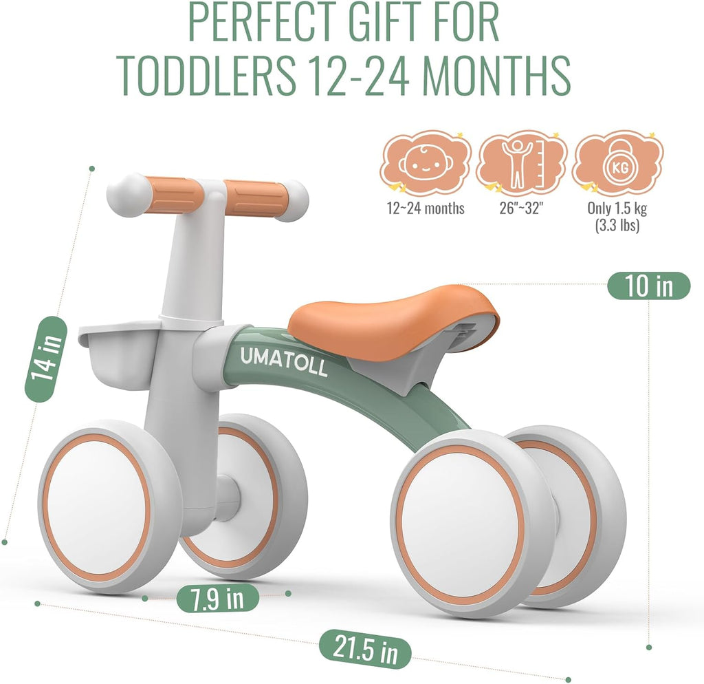 Umatoll Baby Balance Bike 1 Year Toy for 12-24 Months, Bicycle with Basket for Boys and Girls, First Birthday Christmas Gift