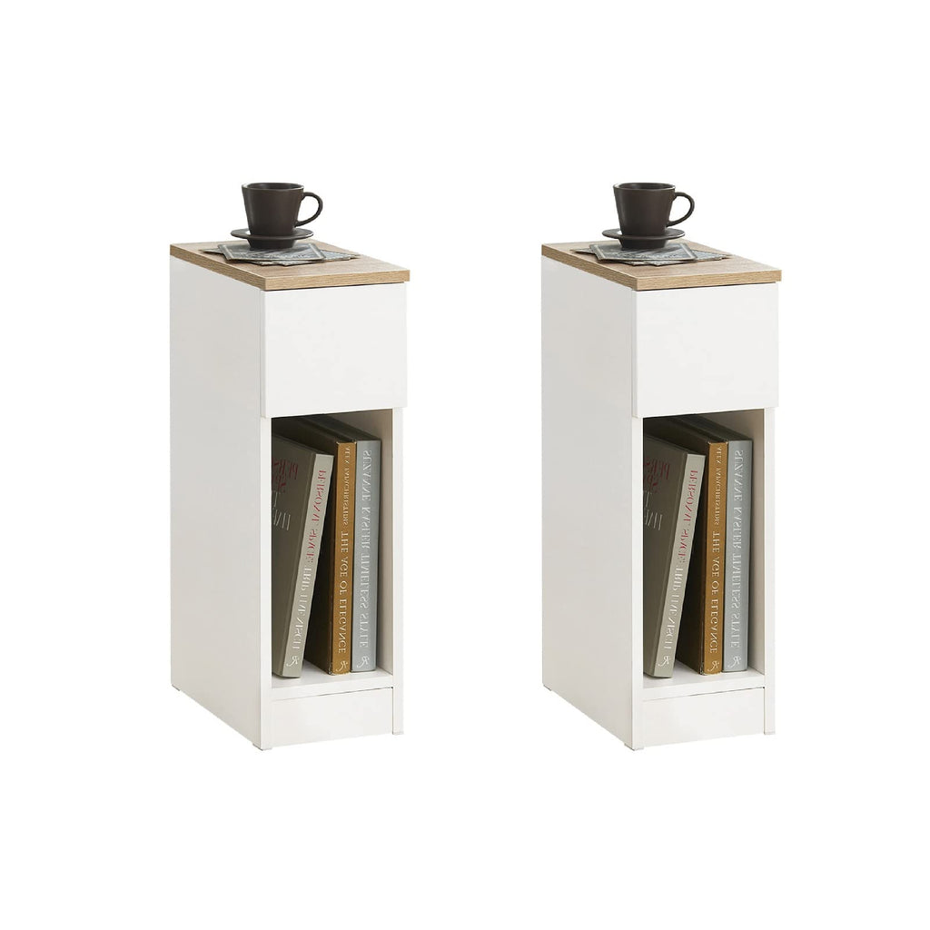 SoBuy Narrow Bedside Table 20 cm with Drawer, 20 x 35 x 60 cm Bedroom | Space Saving Night Table & Side Table for Small Spaces, Living Room and Bedroom, Black, FBT111-SCH