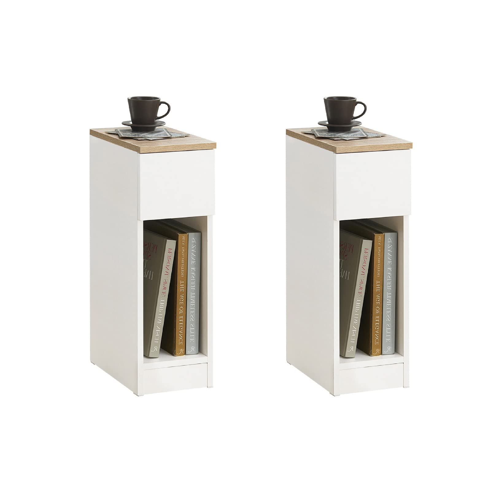 SoBuy Narrow Bedside Table 20 cm with Drawer, 20 x 35 x 60 cm Bedroom | Space Saving Night Table & Side Table for Small Spaces, Living Room and Bedroom, Black, FBT111-SCH