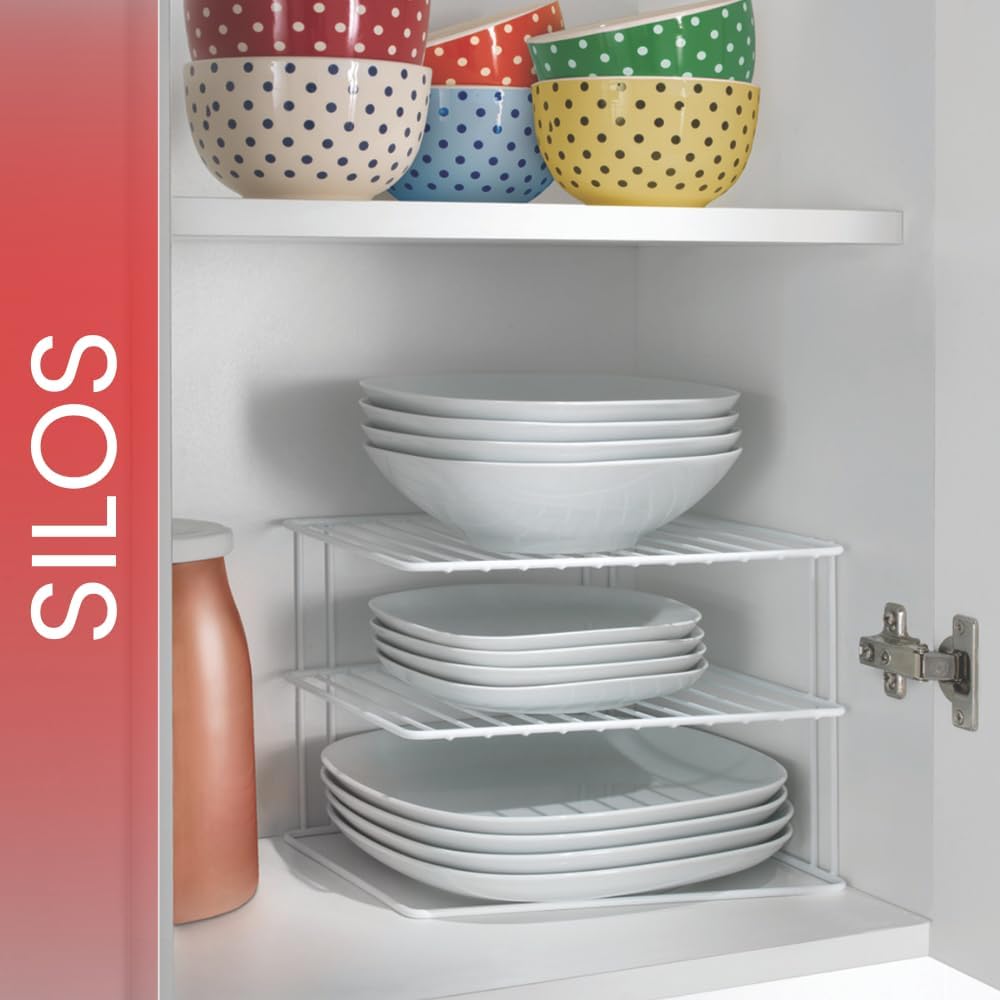 METALTEX – Corner Shelf Plate Holder – White