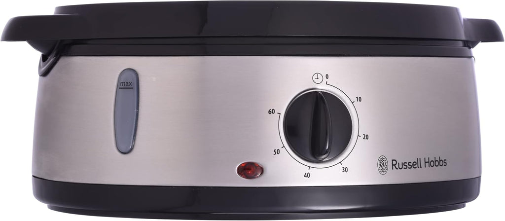 Russell Hobbs Cook@Home Steamer [Large Capacity] (800 W, 9 L, 3 Levels, 1 Rice Cooker Basket + 6 Egg Holders Included, Digital Screen, Programmable Timer, 3 Baskets Without BPA) 19270-56