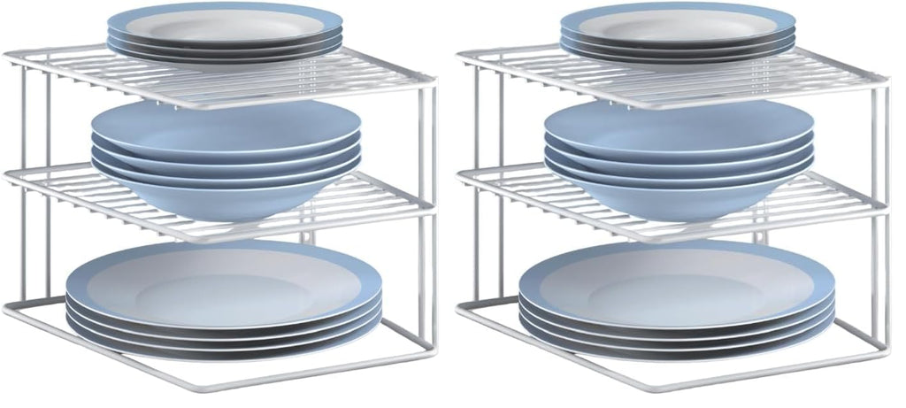 METALTEX – Corner Shelf Plate Holder – White