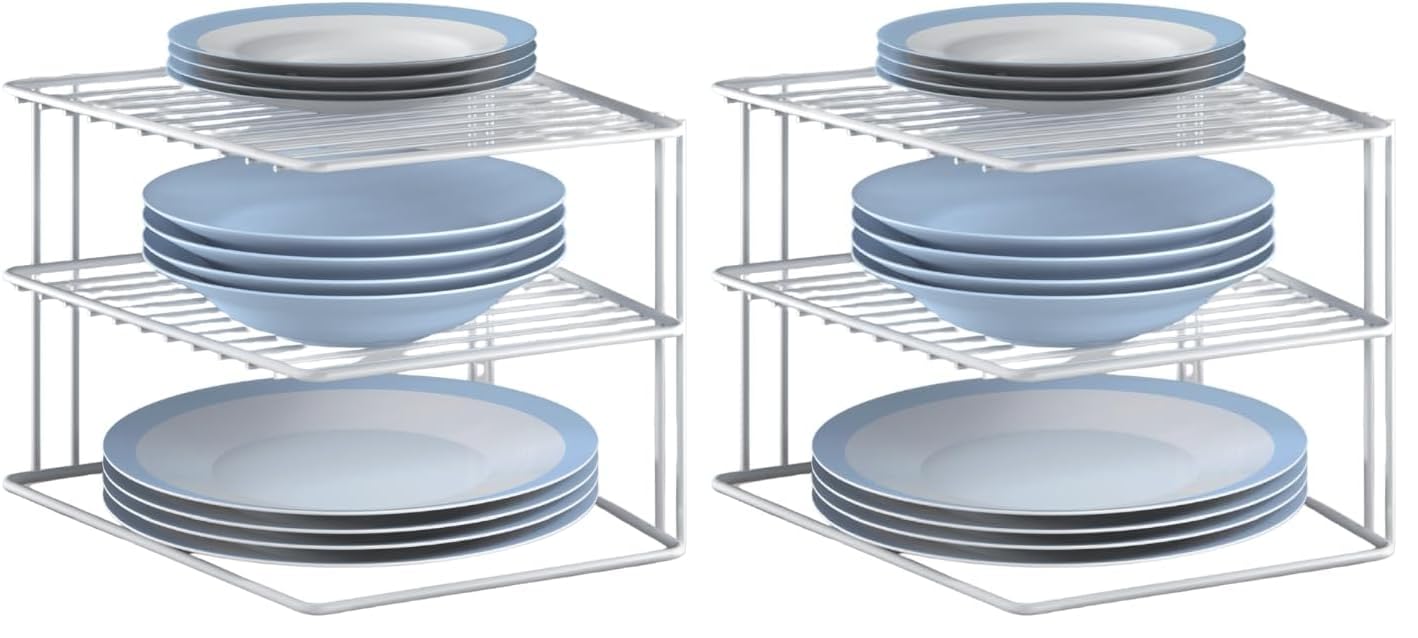 METALTEX – Corner Shelf Plate Holder – White