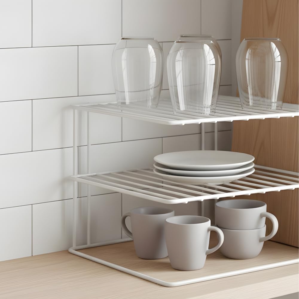METALTEX – Corner Shelf Plate Holder – White