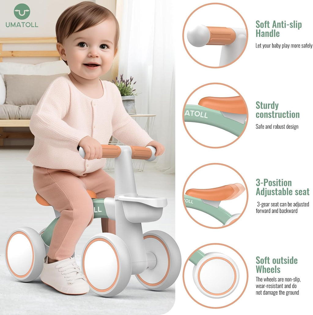 Umatoll Baby Balance Bike 1 Year Toy for 12-24 Months, Bicycle with Basket for Boys and Girls, First Birthday Christmas Gift