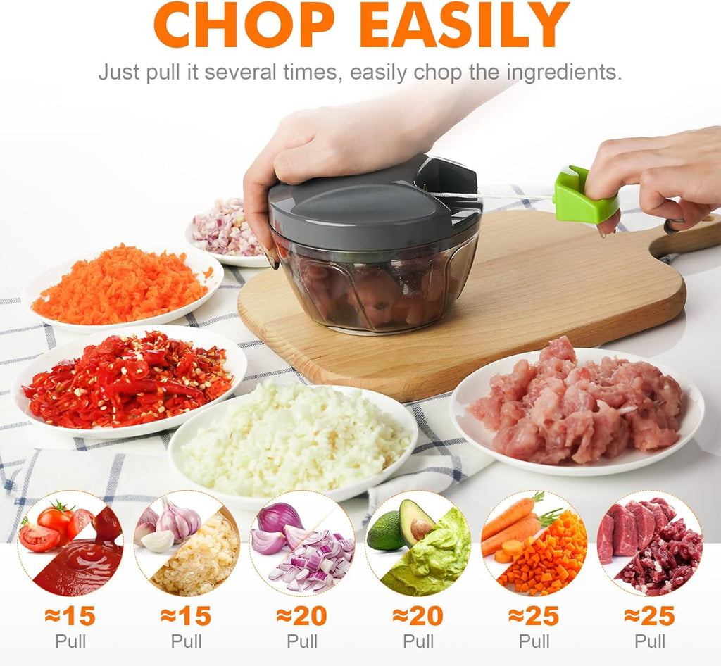 Ibergrif M501 Manual Chopper, Multipurpose Manual Onion Blender Cutter, BPA Free, Easy to Clean, Silent Operation, Herb Onion Chopper for Vegetables, Meat Nuts
