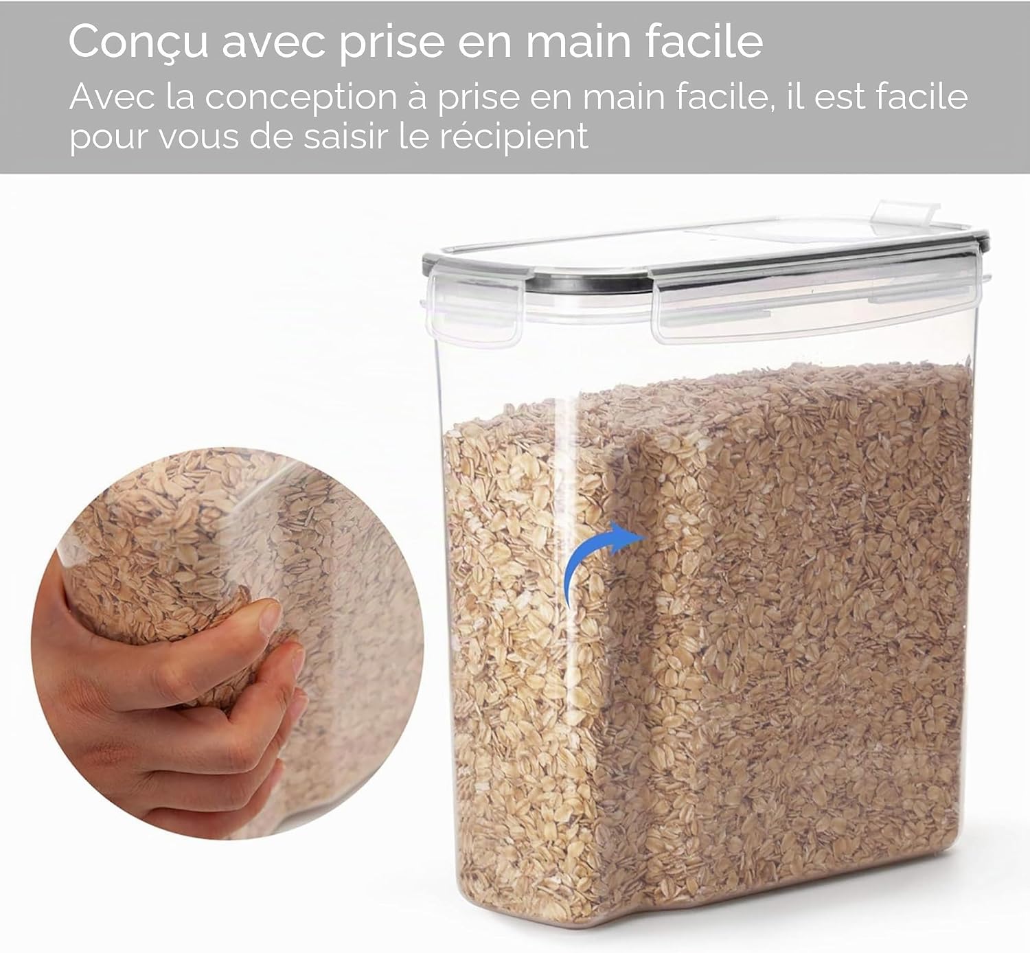 4L Cereal Storage Containers - Airtight Flip Lids, BPA Free, Clear Plastic with Labels for Easy Organization - Pantry Organizer from
