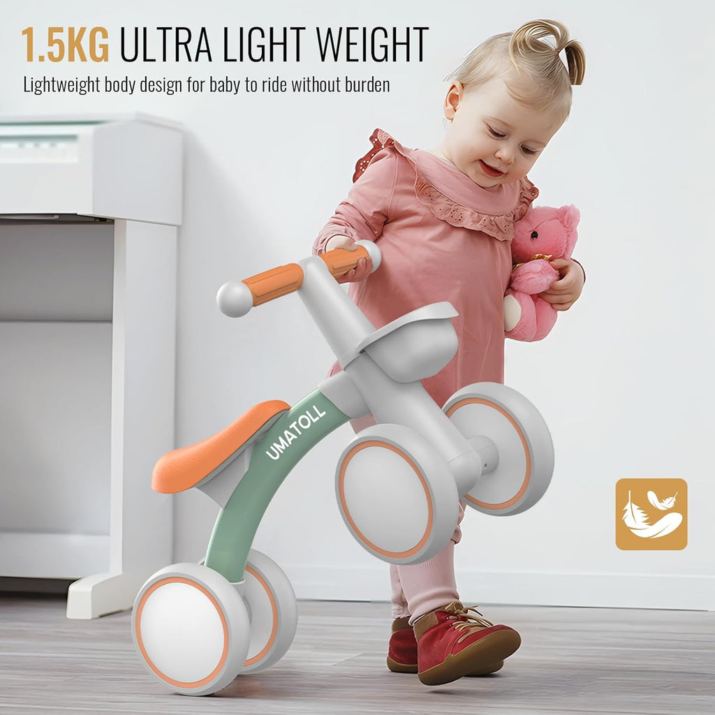 Umatoll Baby Balance Bike 1 Year Toy for 12-24 Months, Bicycle with Basket for Boys and Girls, First Birthday Christmas Gift