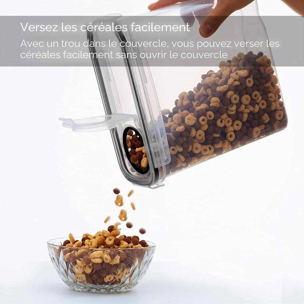 4L Cereal Storage Containers - Airtight Flip Lids, BPA Free, Clear Plastic with Labels for Easy Organization - Pantry Organizer from