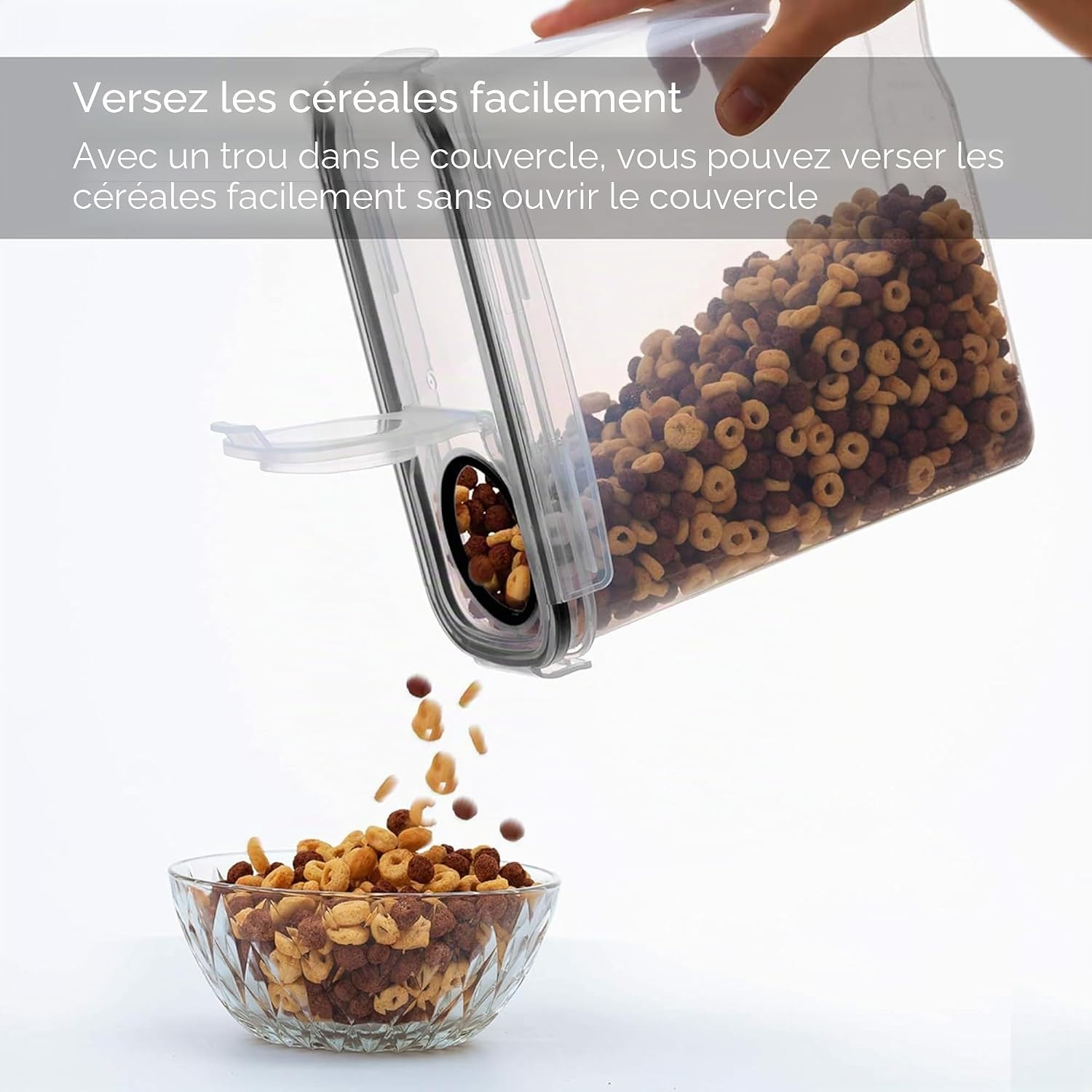 4L Cereal Storage Containers - Airtight Flip Lids, BPA Free, Clear Plastic with Labels for Easy Organization - Pantry Organizer from