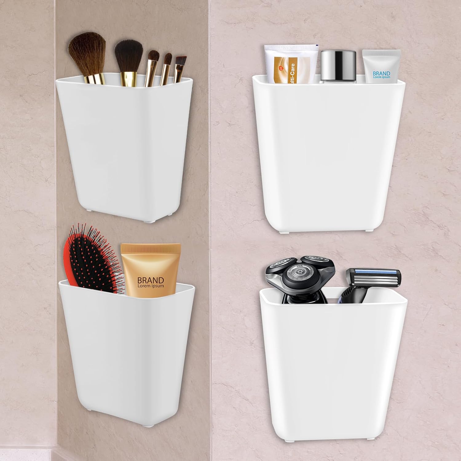 Collazoey 4 Pcs Wall Sticker Storage Box Kitchen Cabinet Door Storage Box for Cabinet Bathroom Refrigerator Small Items