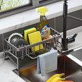 ViWaVee Kitchen Storage and Organization, Sink Organizer with Automatic Drainage Tray for Sponge Holder, Towel Holder, Great Accessories for Black Room.